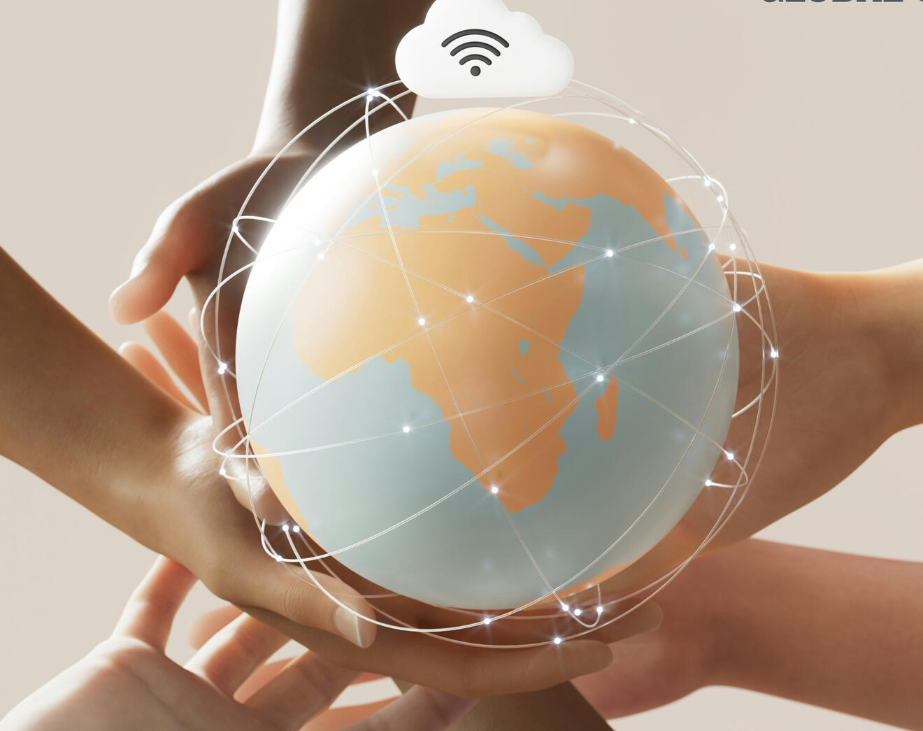 Globe with many hands